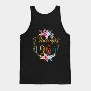 60 Years Old Gifts Vintage 1964 Floral 60th Birthday Party Tank Top